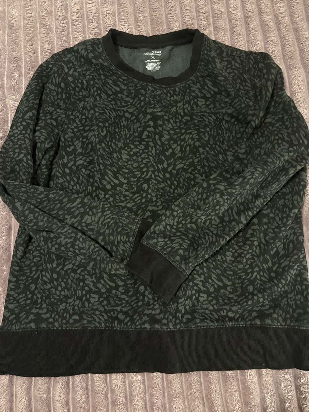 tek gear Women's Dark Green Patterned Crewneck Sweatshirt